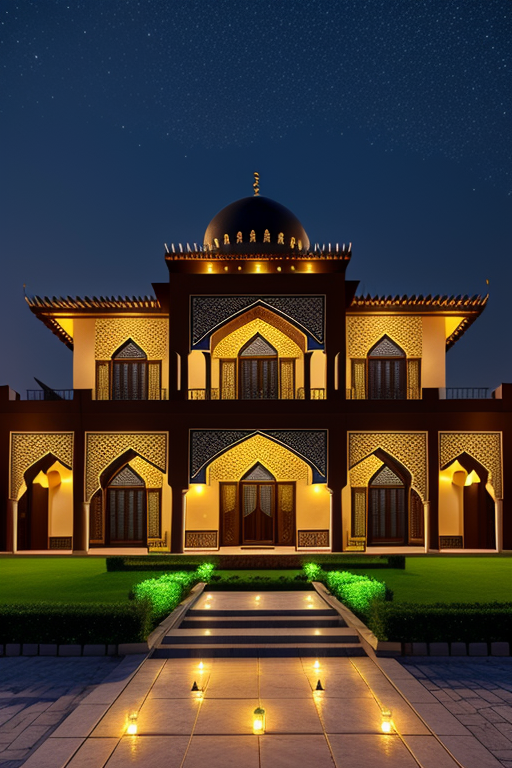 , villa, Islamic architecture, night time, in Rasht,