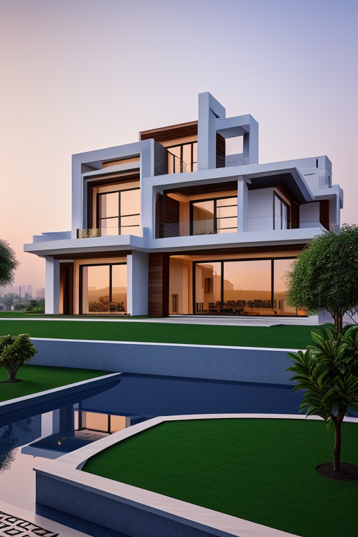 , villa, Islamic architecture, Sunset time, in Rasht,, designed by Zaha Hadid