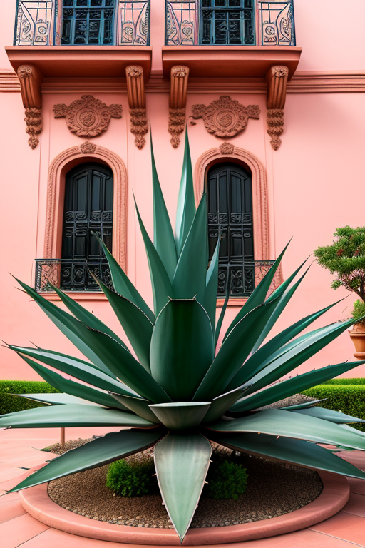 agave y cuerzos rosas