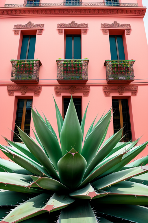 agave y cuerzos rosas