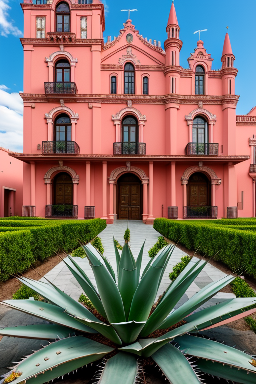 agave y cuerzos rosas