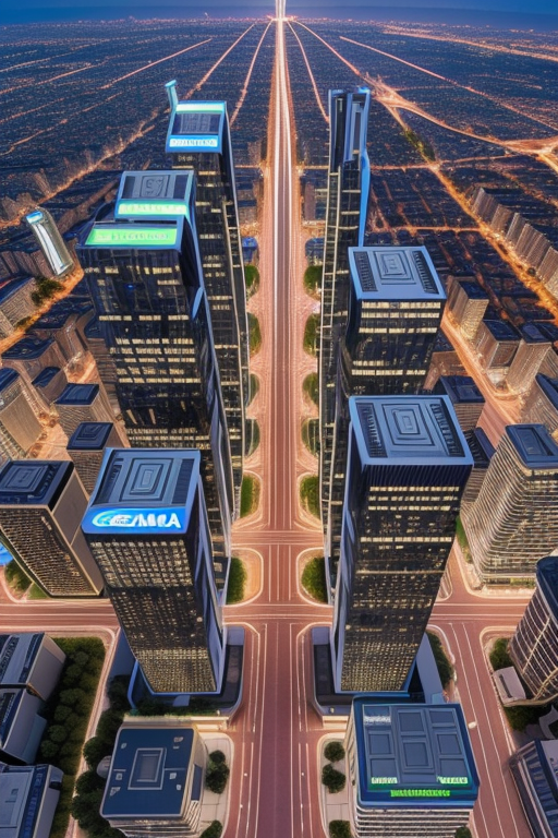 Una ciudad sostenible con edificio sostenible smart city