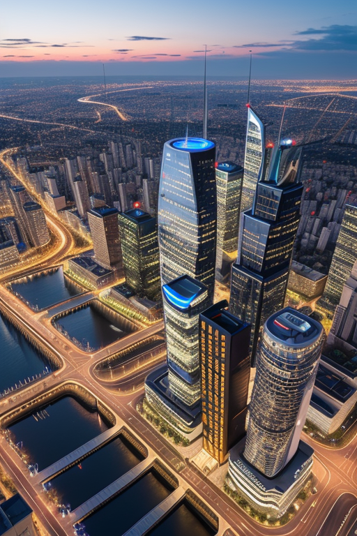 Una ciudad sostenible con edificio sostenible smart city