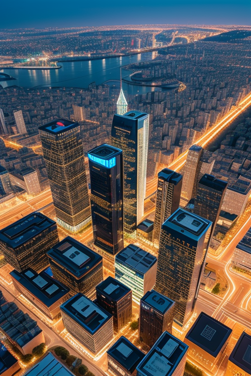 Una ciudad sostenible con edificio sostenible smart city
