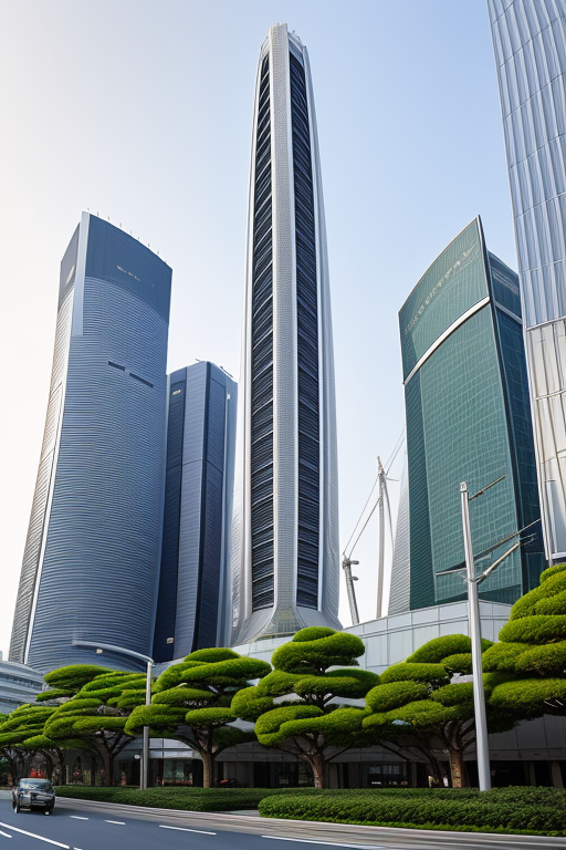 , designed by Norman Foster, Parametric Architecture, morning, in Tokyo