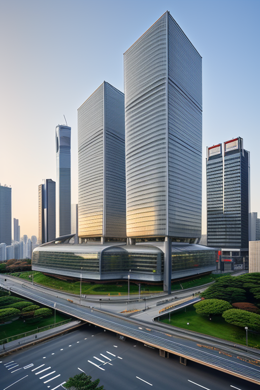 , designed by Norman Foster, Parametric Architecture, morning, in Tokyo