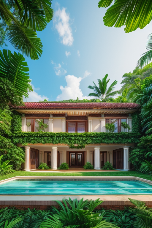 Mansion in a tropical jungle