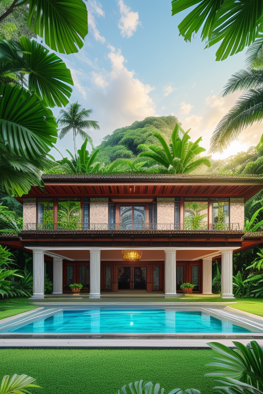 Mansion in a tropical jungle