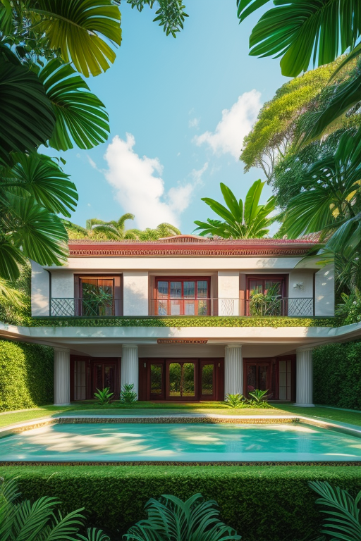 Mansion in a tropical jungle