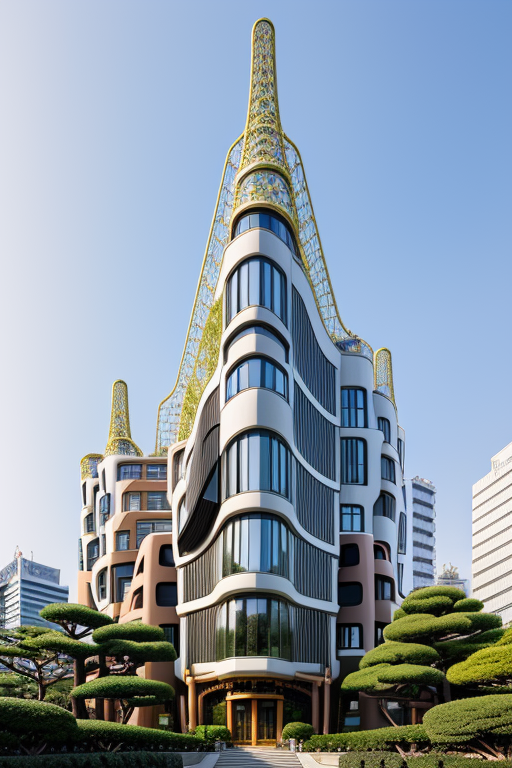 , in Tokyo, afternoon, designed by Gaudi, Modern Architecture, Mansion