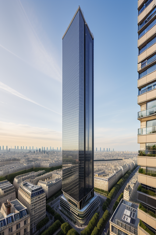 , Skyscraper, Modern Architecture, morning, in Paris