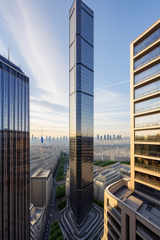 , Skyscraper, Modern Architecture, morning, in Paris