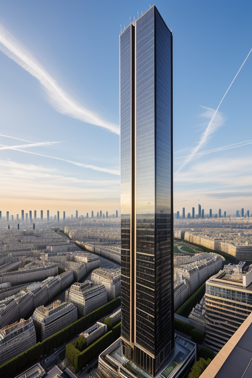 , Skyscraper, Modern Architecture, morning, in Paris, Hotel