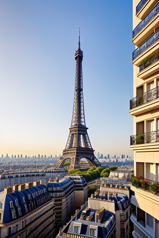 , Skyscraper, Modern Architecture, morning, in Paris, Hotel