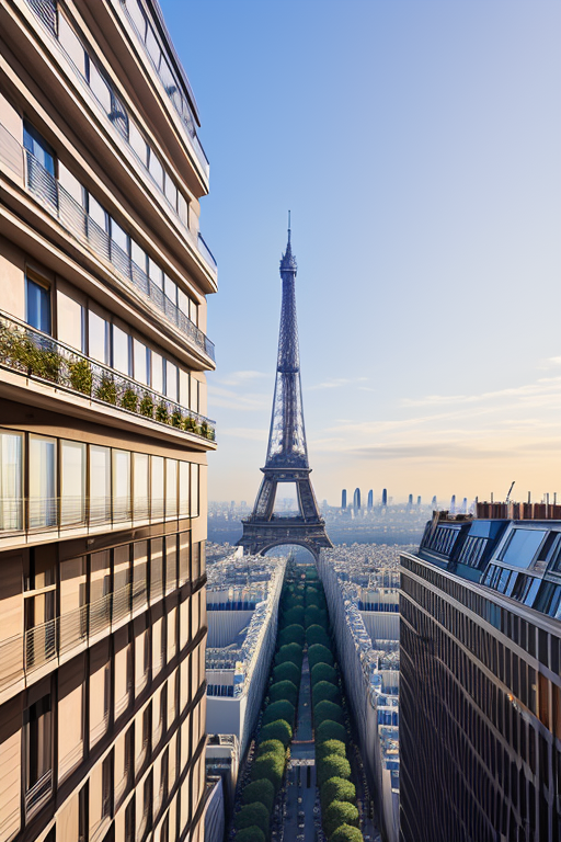 , Skyscraper, Modern Architecture, morning, in Paris, Hotel