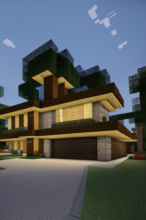Create a Garage in minecraft in the biome of savannah, designed by Frank Lloyd Wright, Bauhaus Architecture, night time
