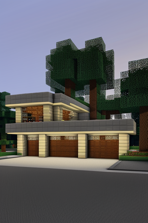 Create a Garage in minecraft in the biome of savannah, designed by Frank Lloyd Wright, Bauhaus Architecture, night time