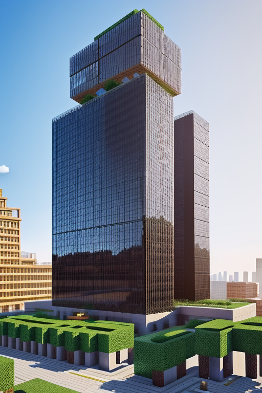 Create a Building in minecraft, designed by Mies Van der Rohe, Neofuturist Architecture, afternoon, in Barcelona