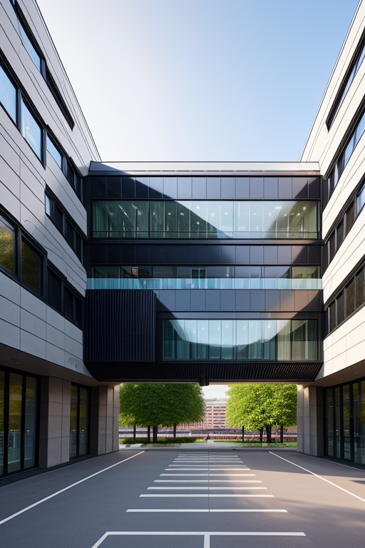 , University, designed by Rem Koolhas, Post-Modern Architecture, morning, in London