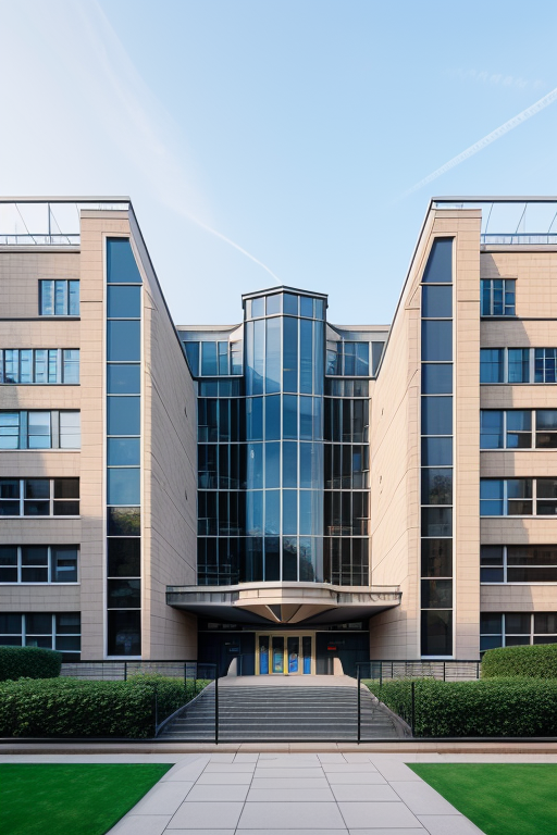 , University, designed by Rem Koolhas, Post-Modern Architecture, morning, in London