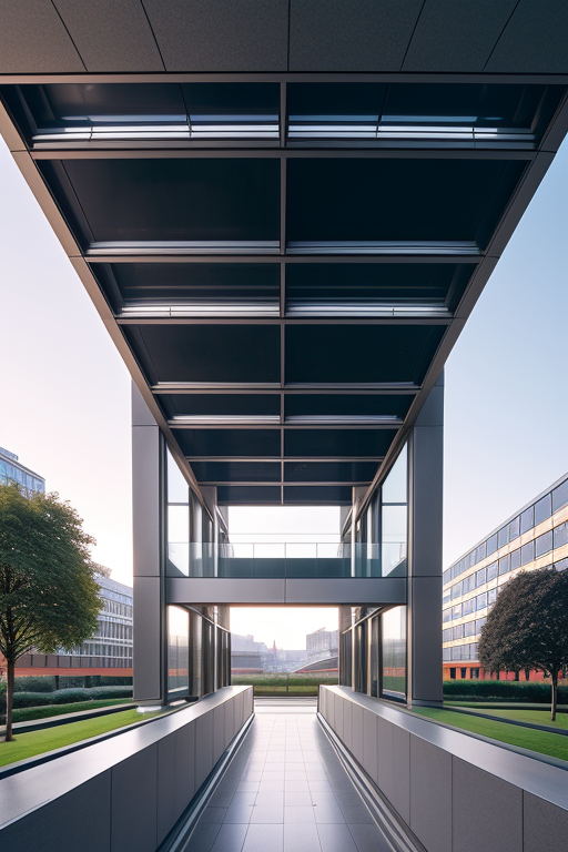 , University, designed by Rem Koolhas, Post-Modern Architecture, morning, in London