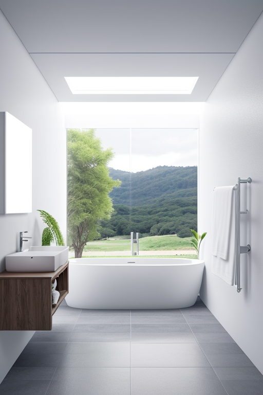 Genera un medio baño minimalista para un minimarket de 90.00 cm por 120.00 cm con acabados sencillos pero calidos y limpios
