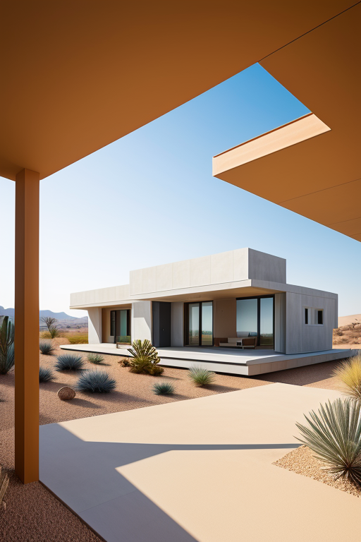 A home, Building, , designed by Norman Foster, Modern Architecture, morning, in the desert