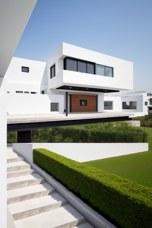 modern house in mexico featuring materials such as steel, stone, and wood, with white walls.