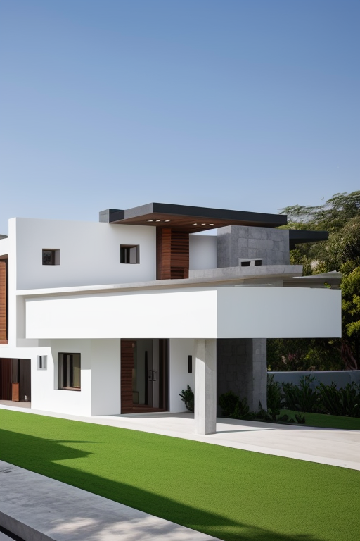 modern house in mexico featuring materials such as steel, stone, and wood, with white walls.