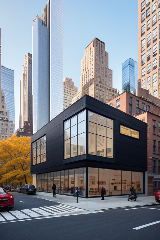 OpenShop, Building, Modern Architecture, morning, in New York
