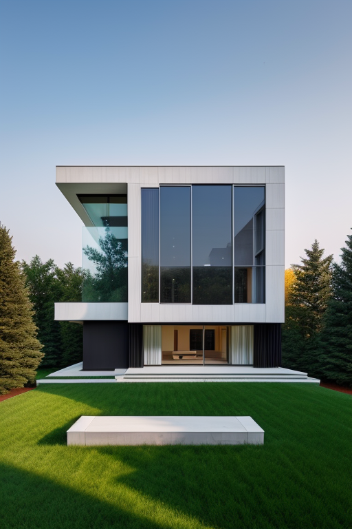 Villa, designed by Philip Johnson, Post-Modern Architecture, morning, in Moscow