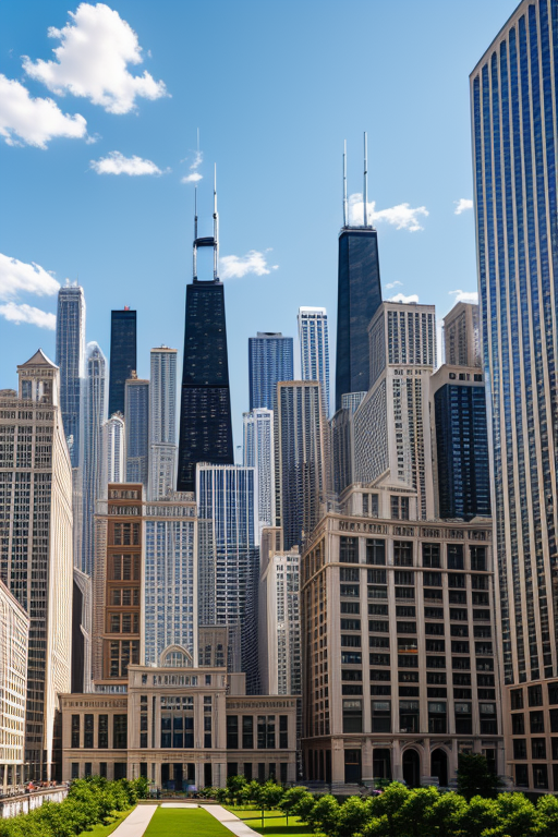chicago skyline, Modern Architecture, afternoon, 4k