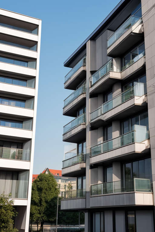 designed by Le Corbusier, Bauhaus Architecture, morning, in Berlin