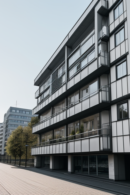 designed by Le Corbusier, Bauhaus Architecture, morning, in Berlin