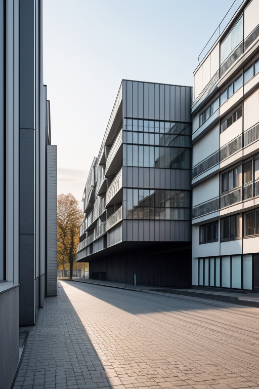 designed by Le Corbusier, Bauhaus Architecture, morning, in Berlin