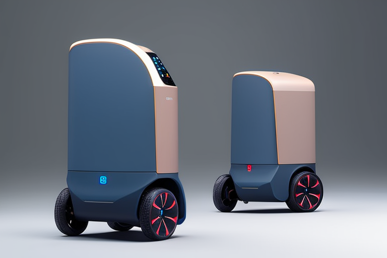 grey wheeled robot, minimalism