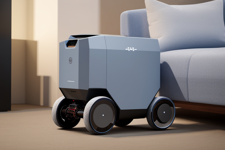 grey wheeled robot, minimalism