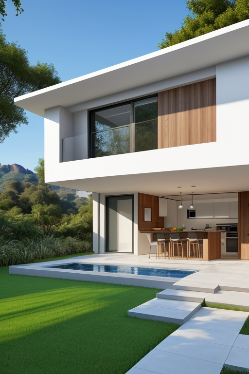 Casa sobre la ladera de una colina, rodeada de balcones y una terraza junto a la cocina. Tiene 3 dormitorio, cocina, salon-comedor y dos baaños, designed by Norman Foster, Brownstone, Modern Architecture
