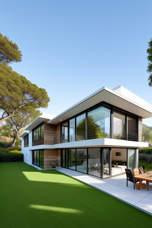 Casa sobre la ladera de una colina, rodeada de balcones y una terraza junto a la cocina. Tiene 3 dormitorio, cocina, salon-comedor y dos baaños, designed by Norman Foster, Brownstone, Modern Architecture