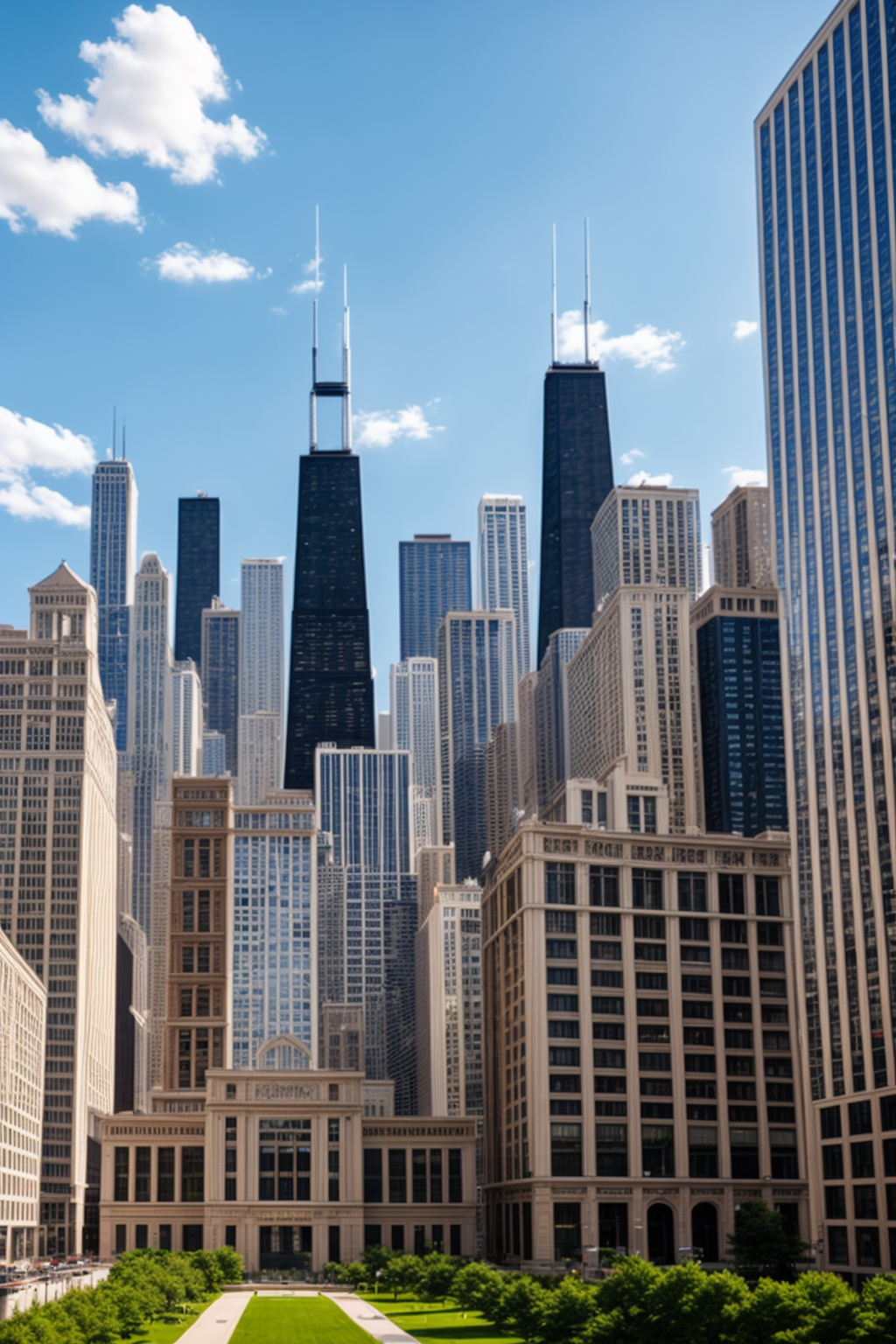 chicago skyline, Modern Architecture, afternoon, 4k