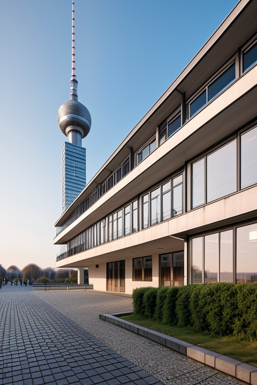 designed by Le Corbusier, Bauhaus Architecture, morning, in Berlin