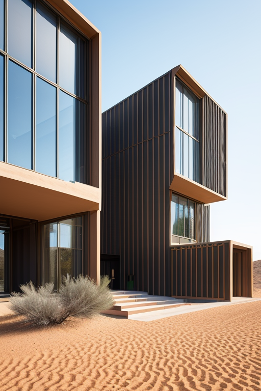 Museum, designed by Rem Koolhas, Post-Modern Architecture, afternoon, in the desert