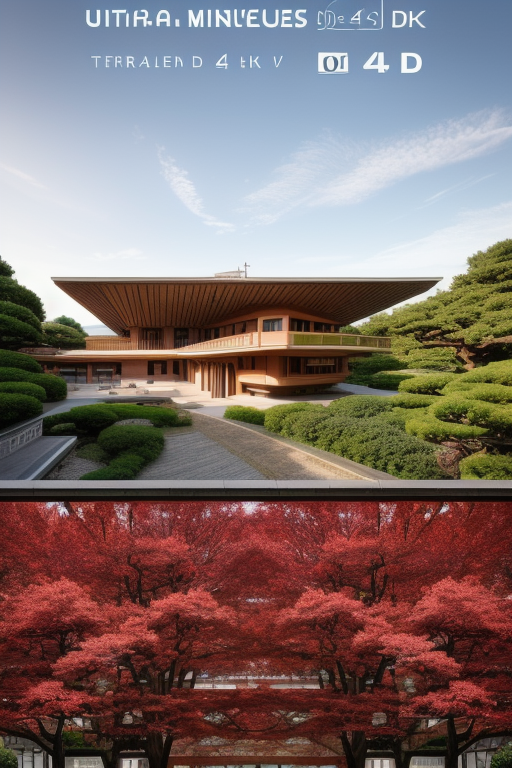 designed by Frank Lloyd Wright, Japanese architecture, afternoon, in Paris