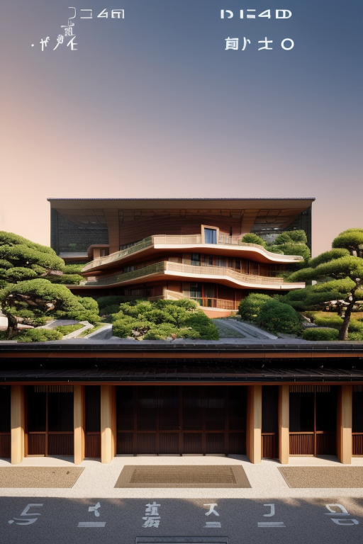 designed by Frank Lloyd Wright, Japanese architecture, afternoon, in Paris