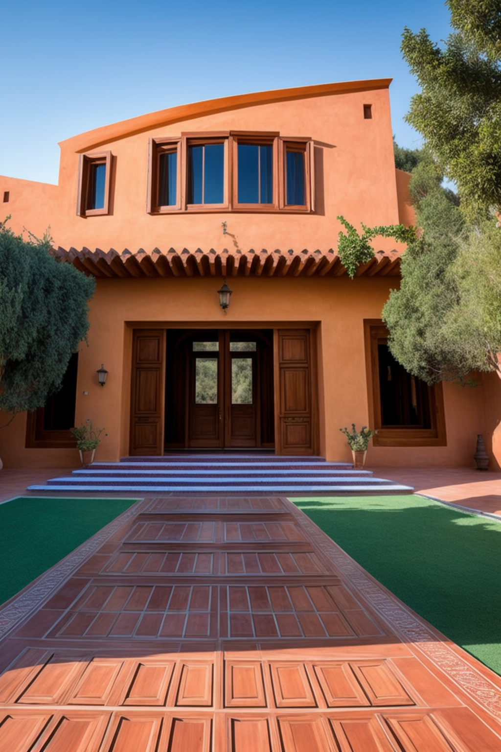 Villa, designed by Frank Gehry, traditional moroccan Architecture, in the morning, in Morocco