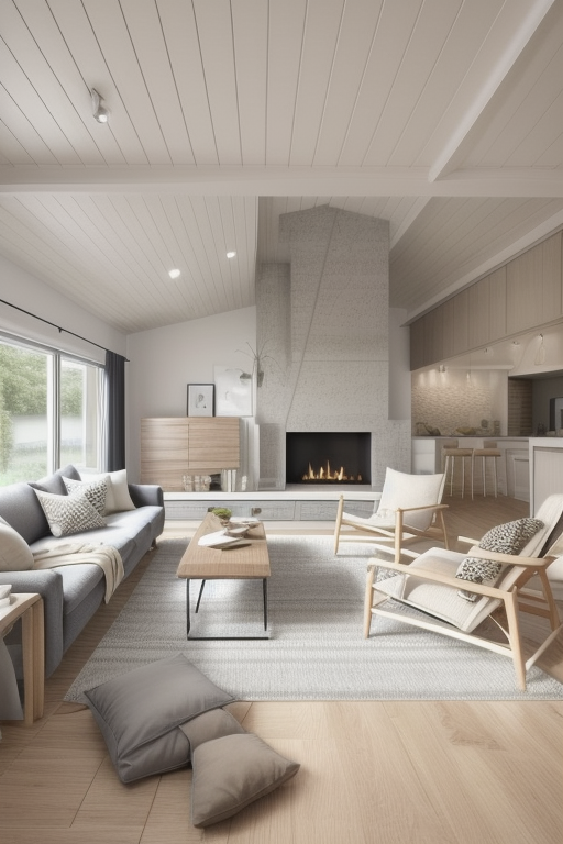 Transitional style living room, neutral colours, mix of textures and patterns, simple and clean lines, balance between comfort and sophistication 