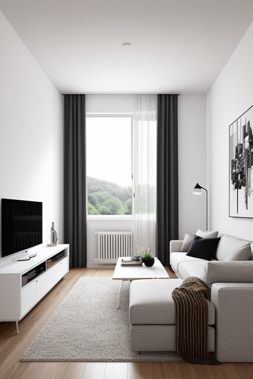 Contemporary style living room, clean lines, minimalist aesthetic, functionality, open uncluttered spaces, neutral colour palette