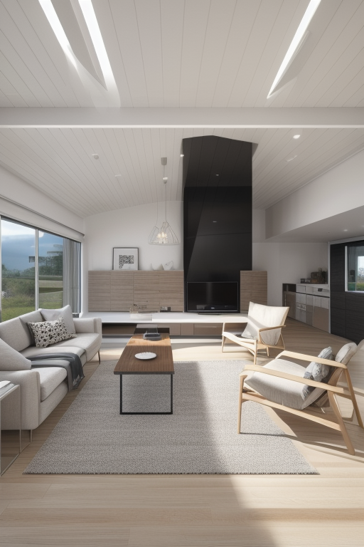 Contemporary style living room, clean lines, minimalist aesthetic, functionality, open uncluttered spaces, neutral colour palette