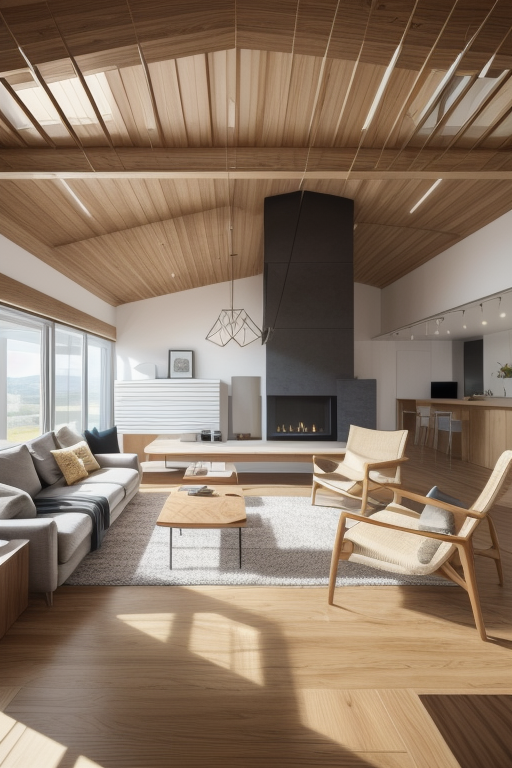 Minimalist style living room, simple lines, limited furniture, open floor, natural light, uncluttered space