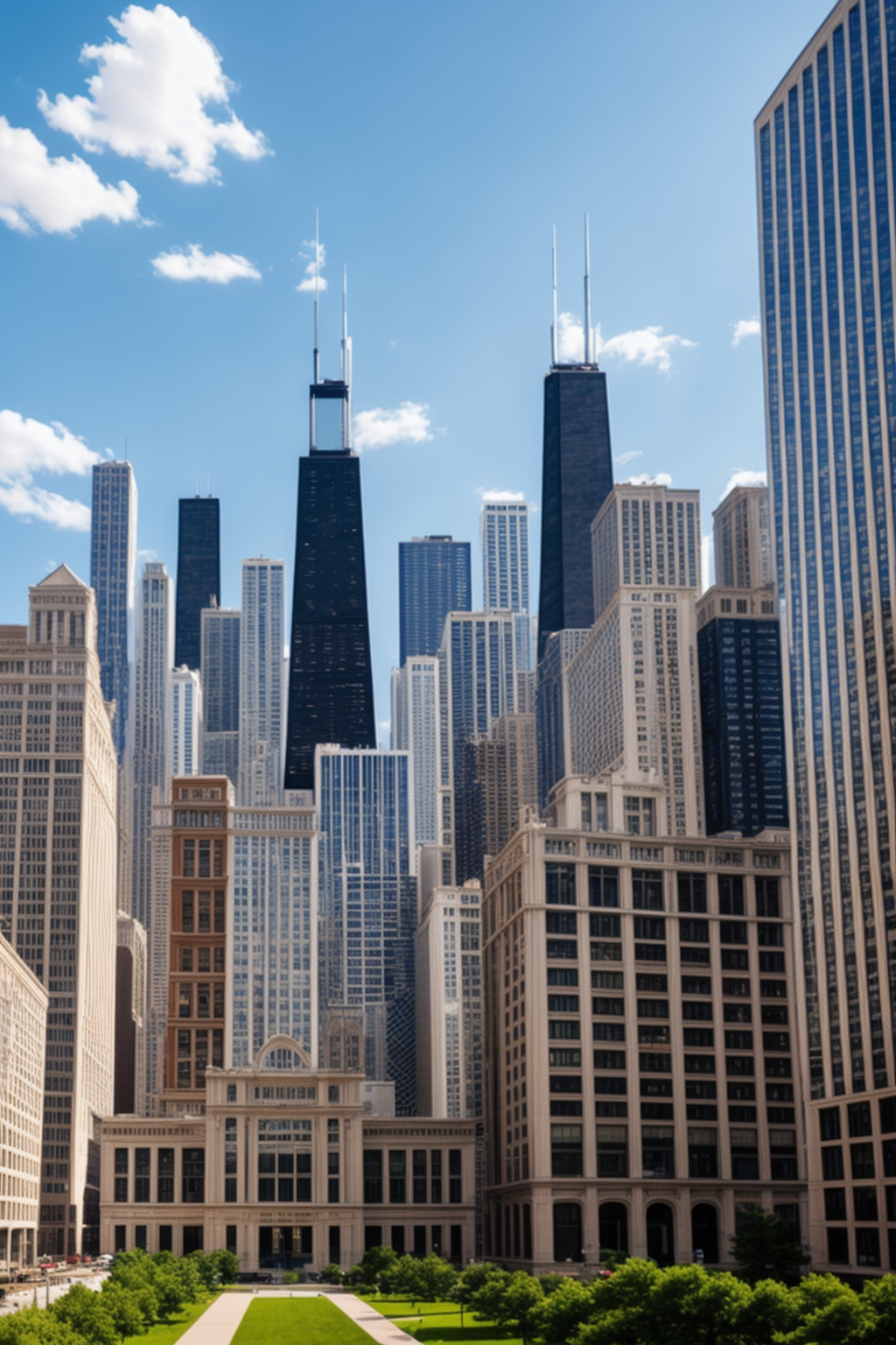 chicago skyline, Modern Architecture, afternoon, 4k